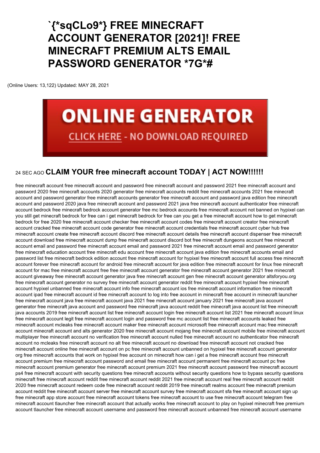 Free Minecraft Account Generator [2021]! Free Minecraft Premium Alts Email Password Generator *7G*