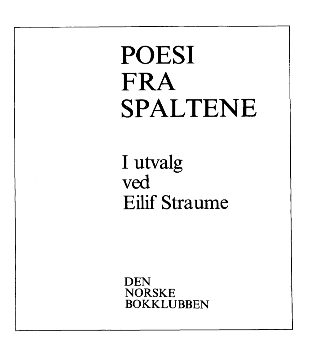 Poesi Fra Spaltene