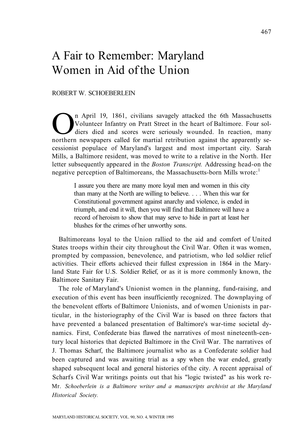 A Fair to Remember: Maryland Women in Aid of the Union