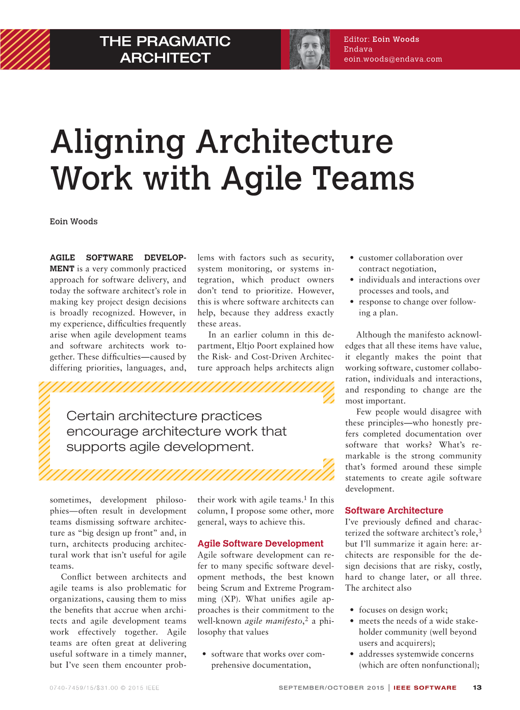 Aligning Architecture Work with Agile Teams