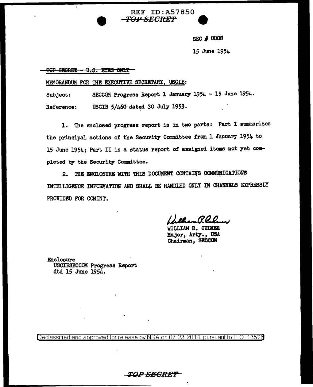 Seccom Progress Report 1 January 1954