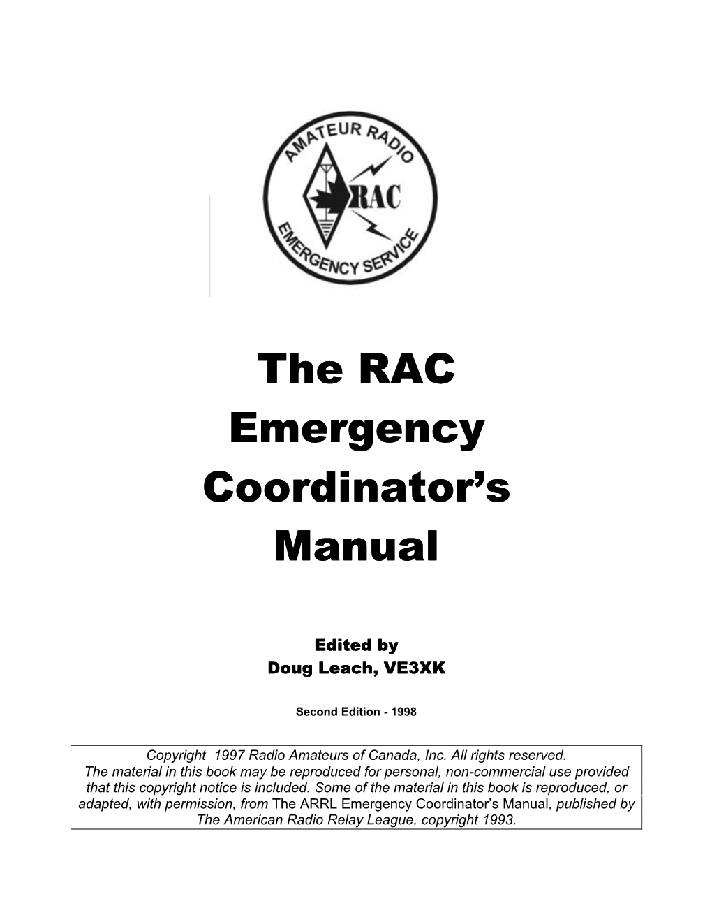 The RAC Emergency Coordinator's Manual