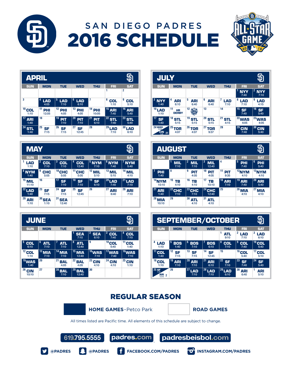 2016 Schedule