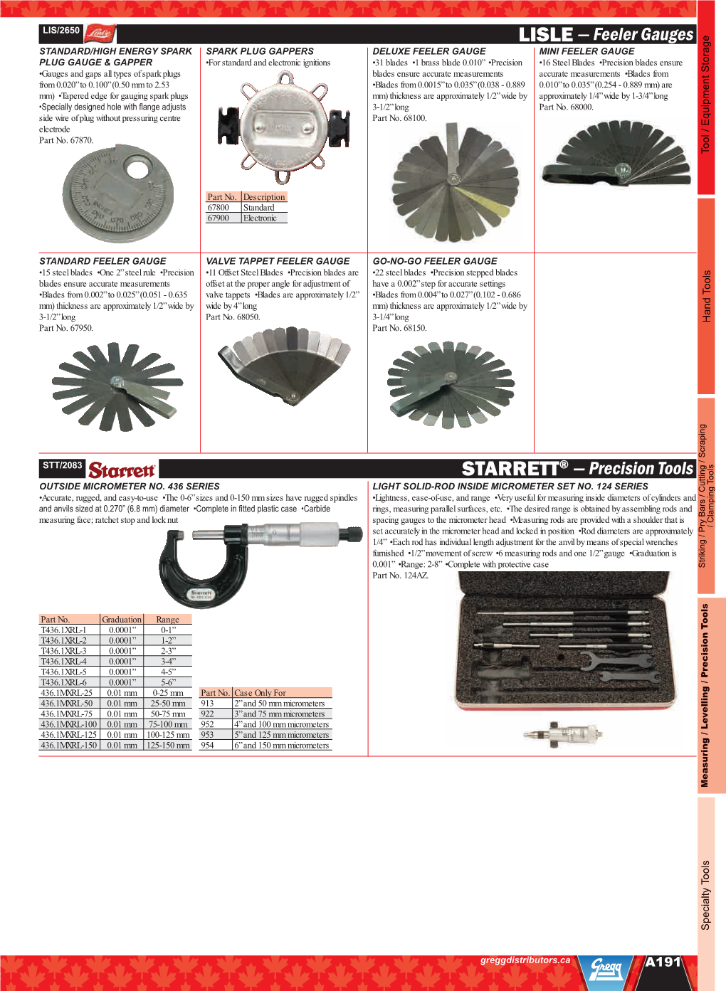 LISLE— Feeler Gauges STARRETT