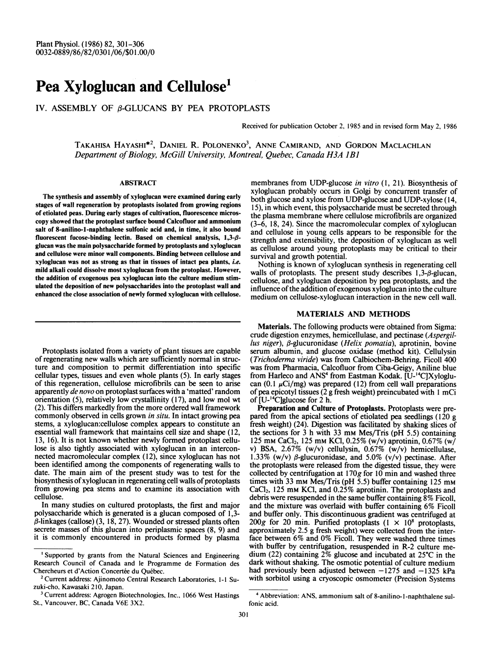 Pea Xyloglucan and Cellulosel IV