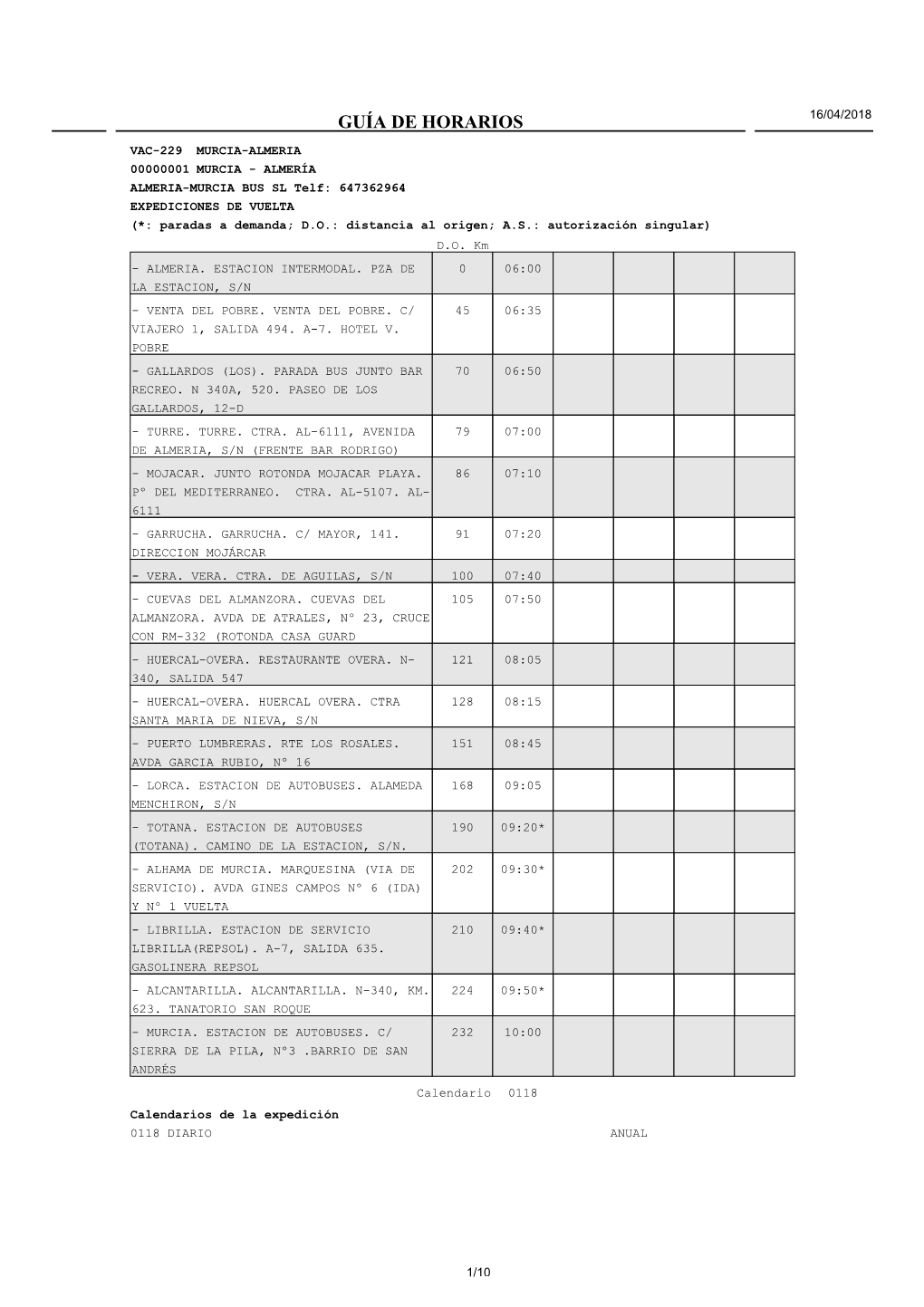 Guía De Horarios