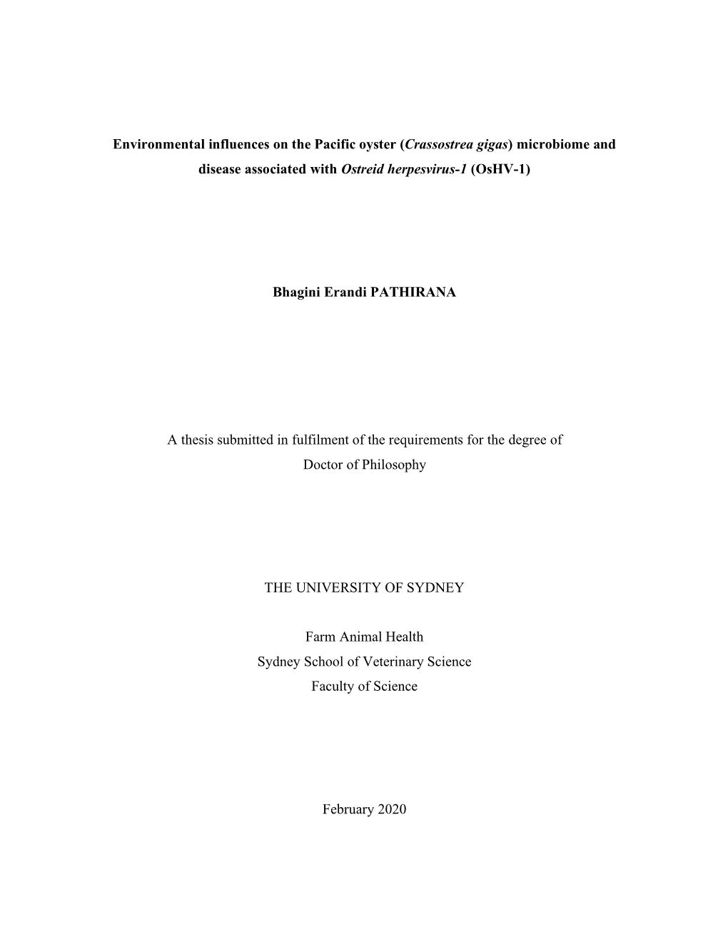 Microbiome and Disease Associated with Ostreid Herpesvirus-1 (Oshv-1)