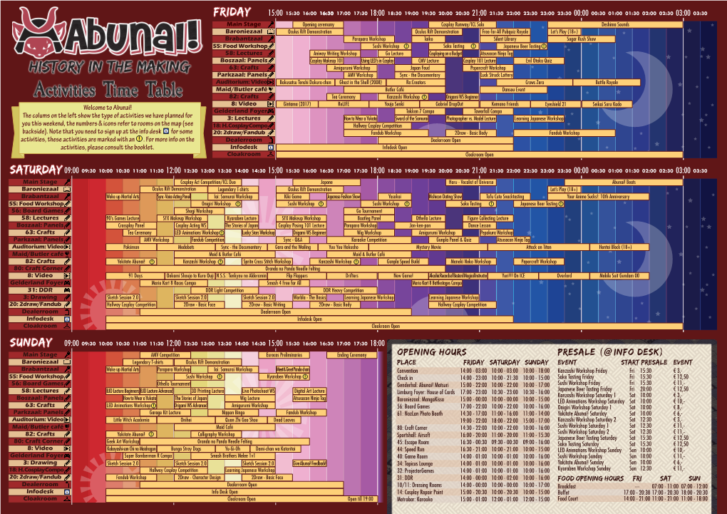 Activities Time Table