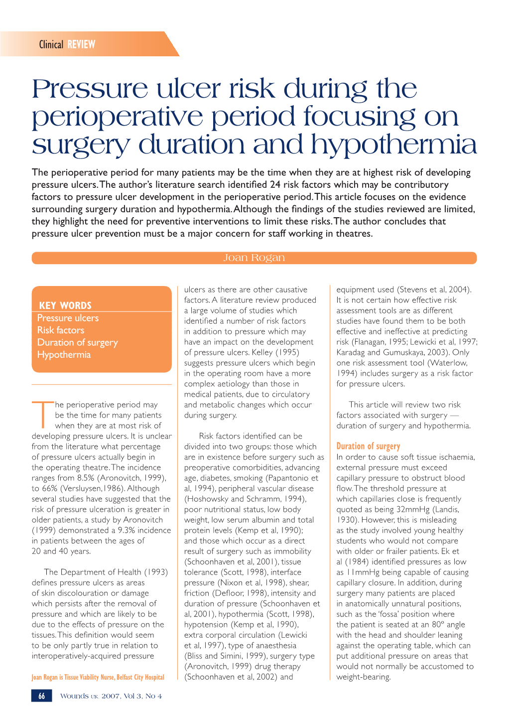 Pressure Ulcer Risk During the Perioperative Period Focusing On