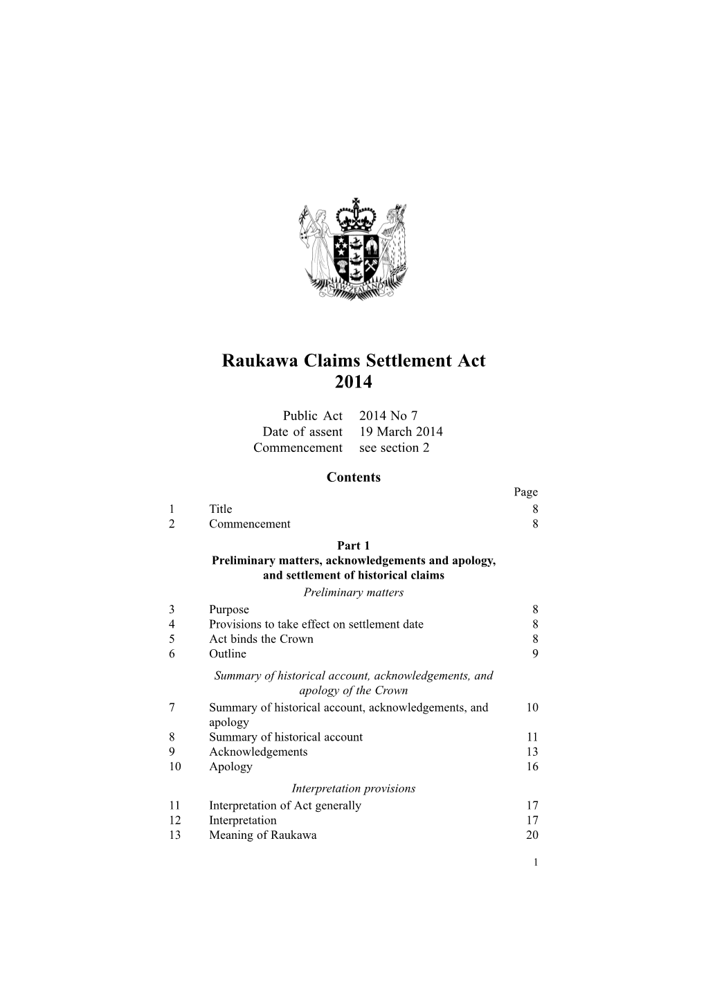 Raukawa Claims Settlement Act 2014