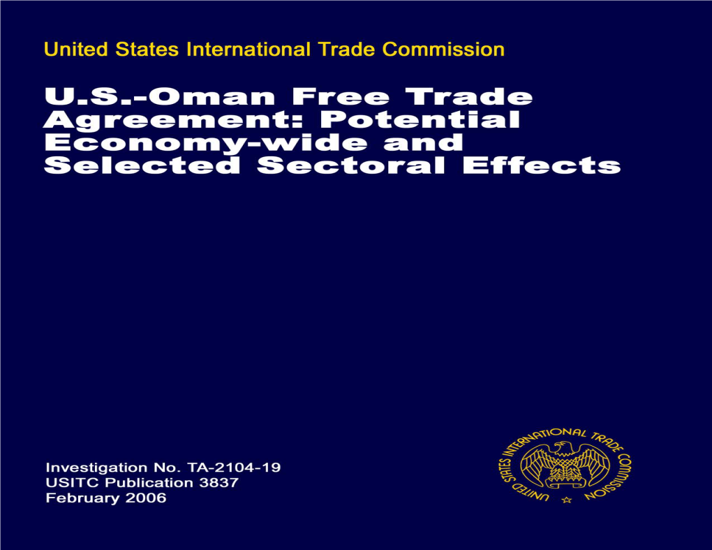 U.S.-Oman Free Trade Agreement: Potential Economy-Wide and Selected Sectoral Effects