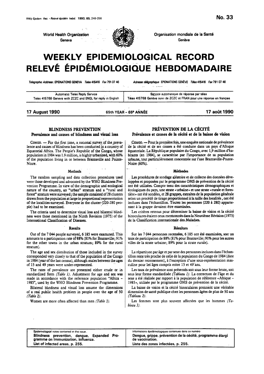 Weekly Epidemiological Record Relevé Épidémiologique Hebdomadaire