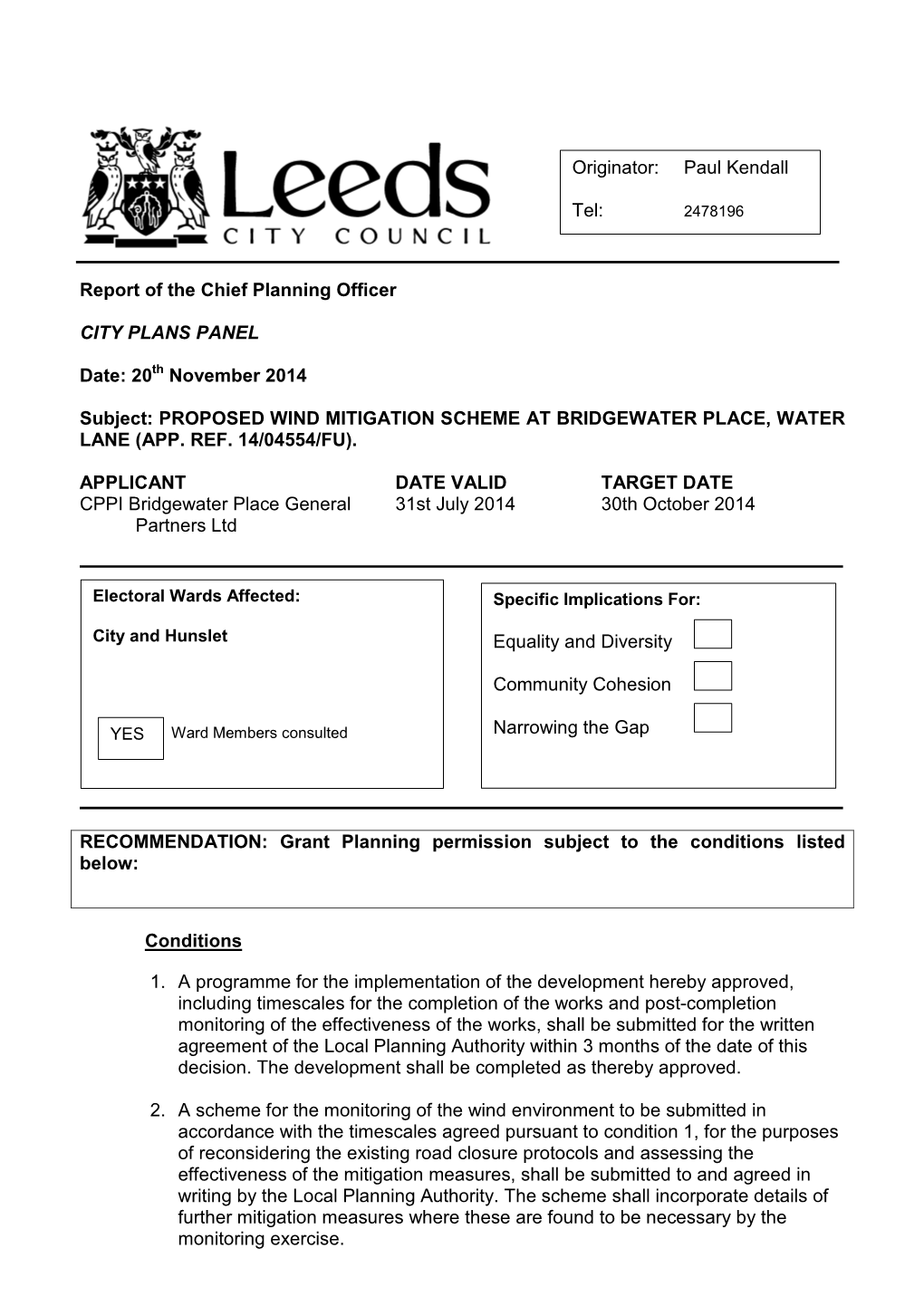 Proposed Wind Mitigation Scheme at Bridgewater Place, Water Lane (App