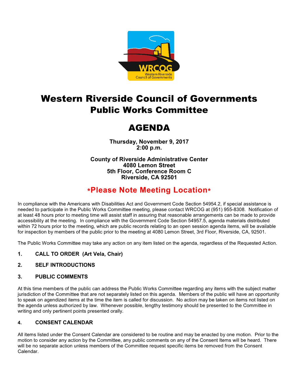 Western Riverside Council of Governments Public Works Committee