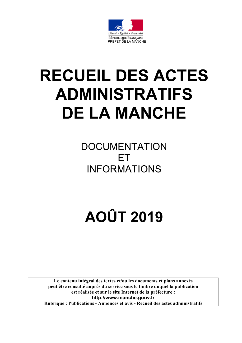 Recueil Des Actes Administratifs De La Manche