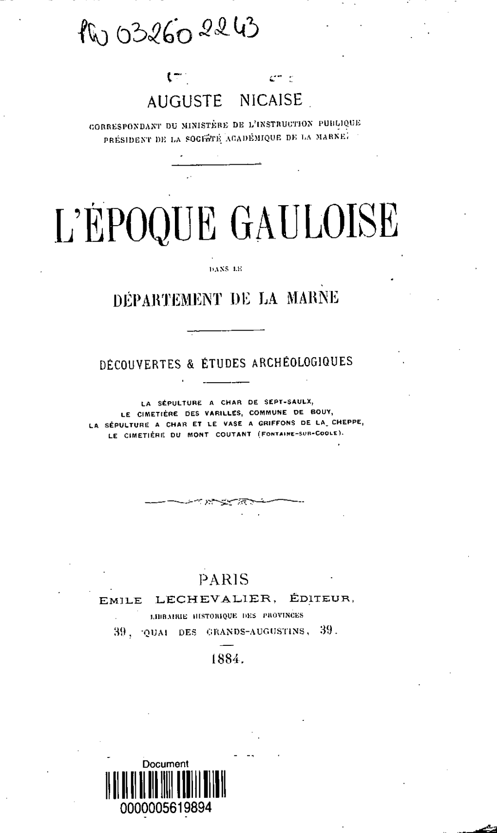 L'epoque Gauloise Dans Le Departement De La Marne