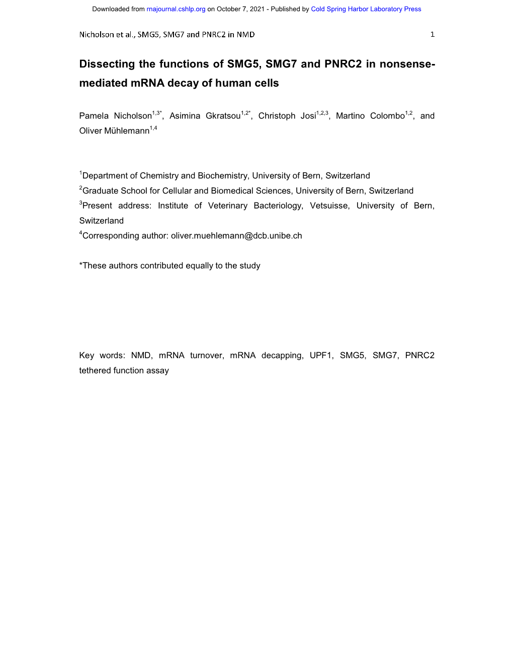 Mediated Mrna Decay of Human Cells