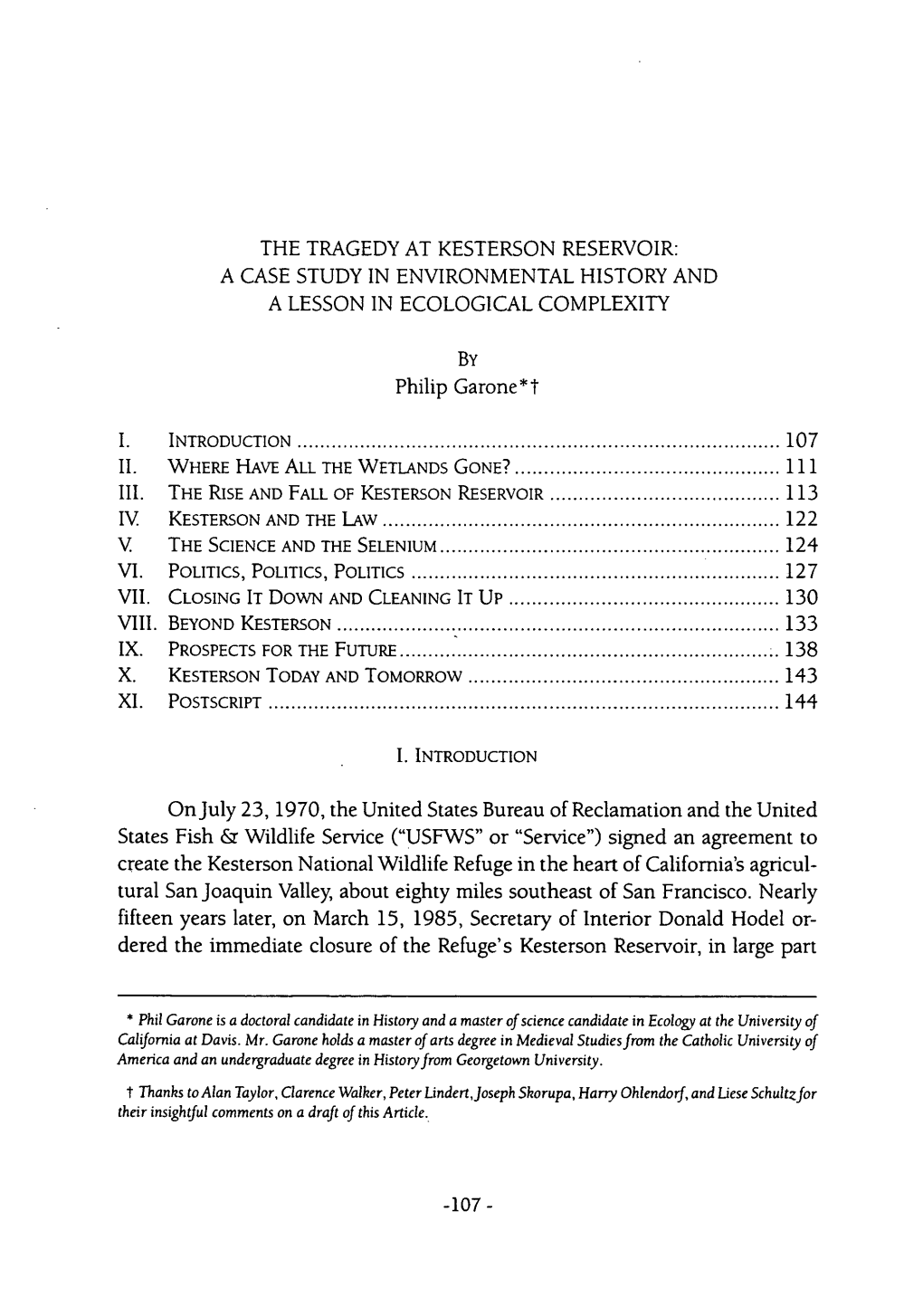 Tragedy at Kesterson Reservoir: a Case Study in Environmental History and a Lesson in Ecological Complexity