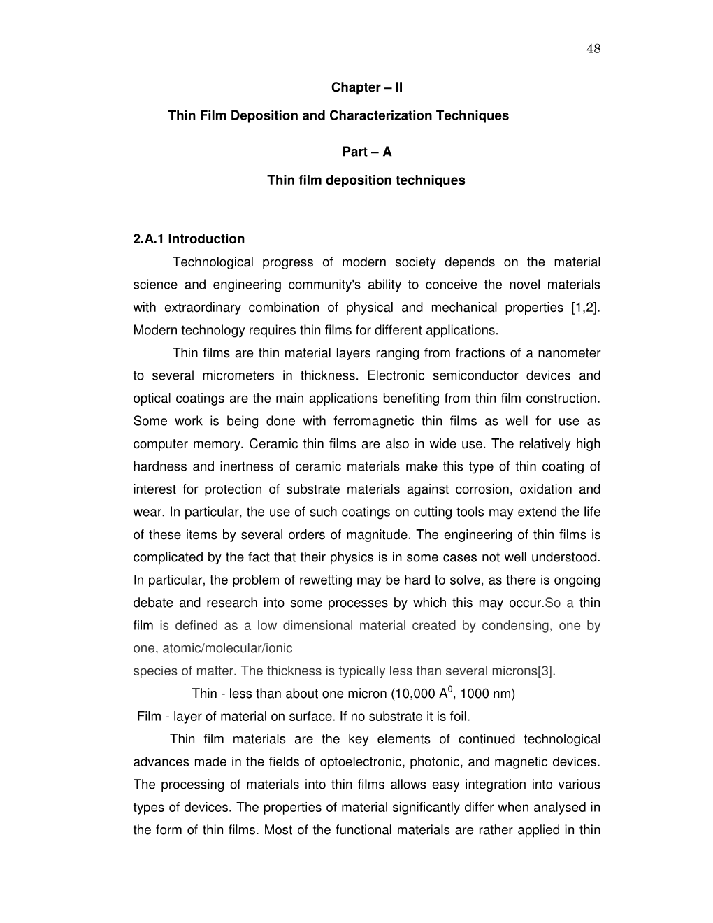 48 Chapter – II Thin Film Deposition and Characterization Techniques