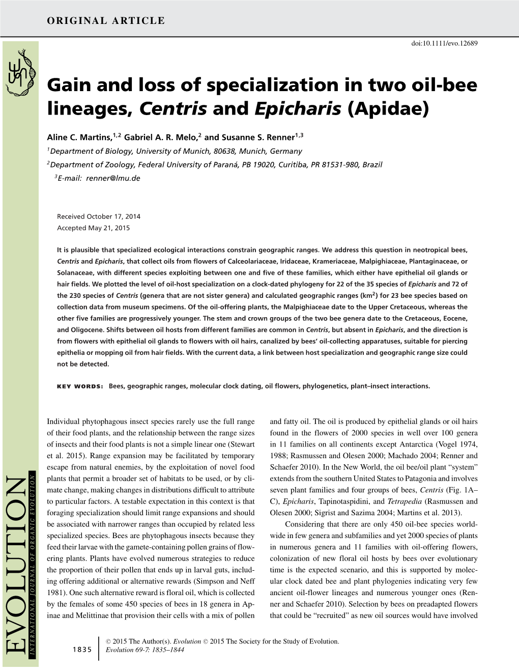 <I>Centris</I> and <I>Epicharis</I>