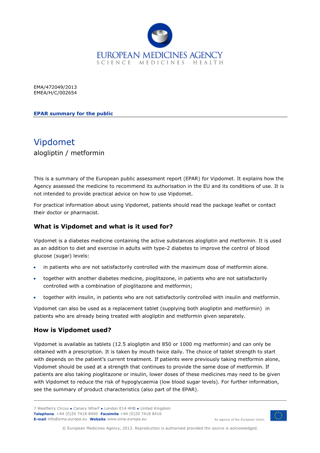 Vipdomet, Alogliptin+Metformin Hydrochloride