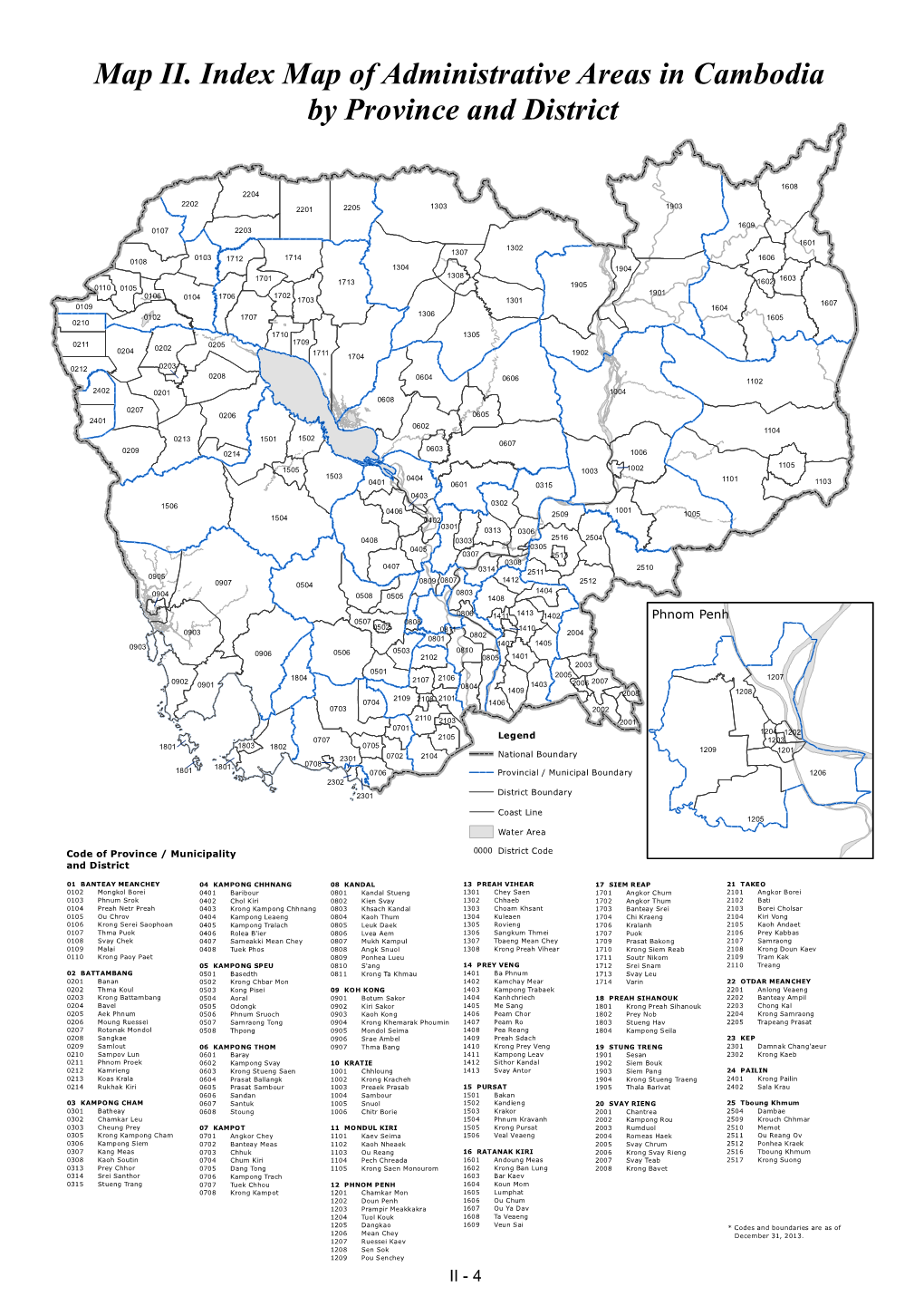 Map II. Index Map of Administrative Areas in Cambodia by Province and District