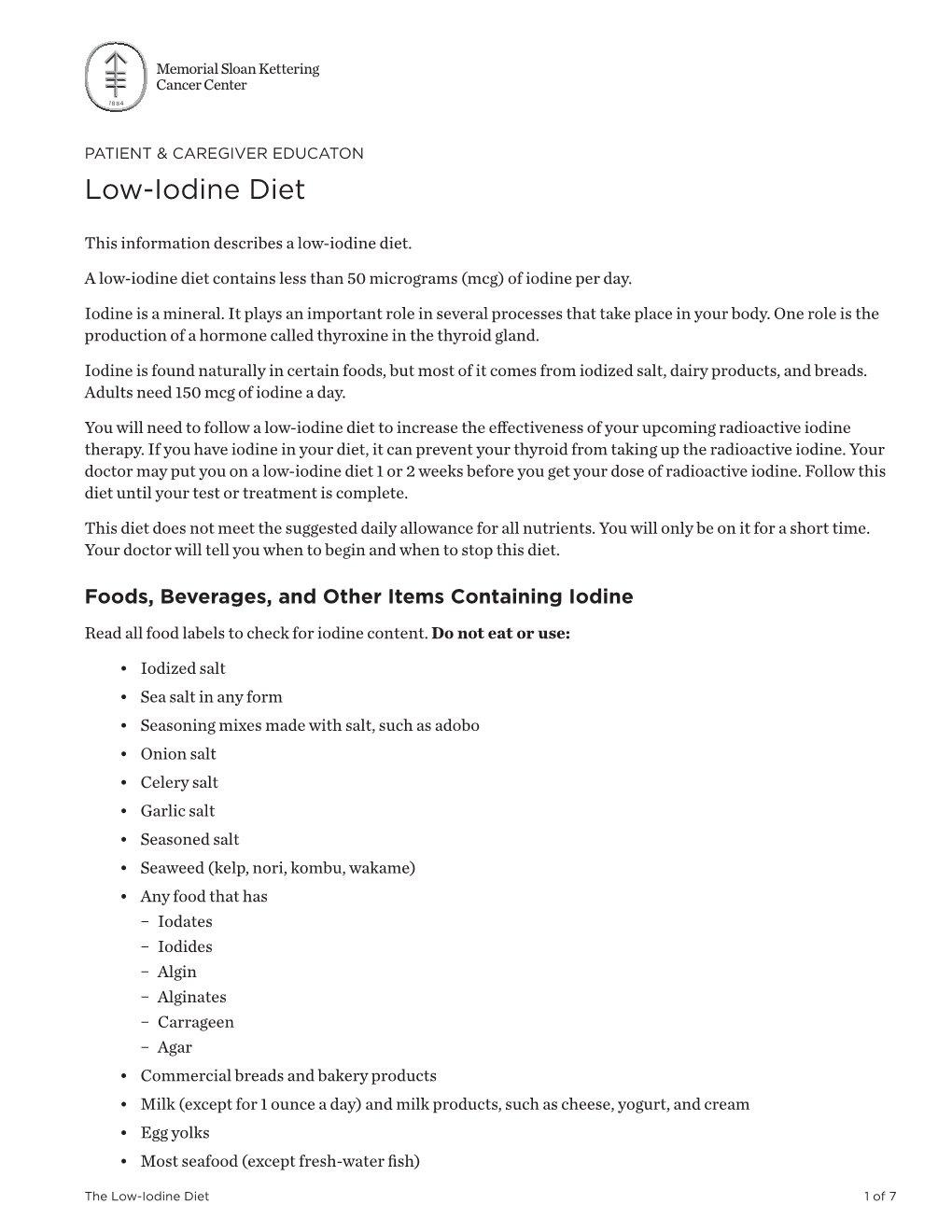 Low-Iodine Diet