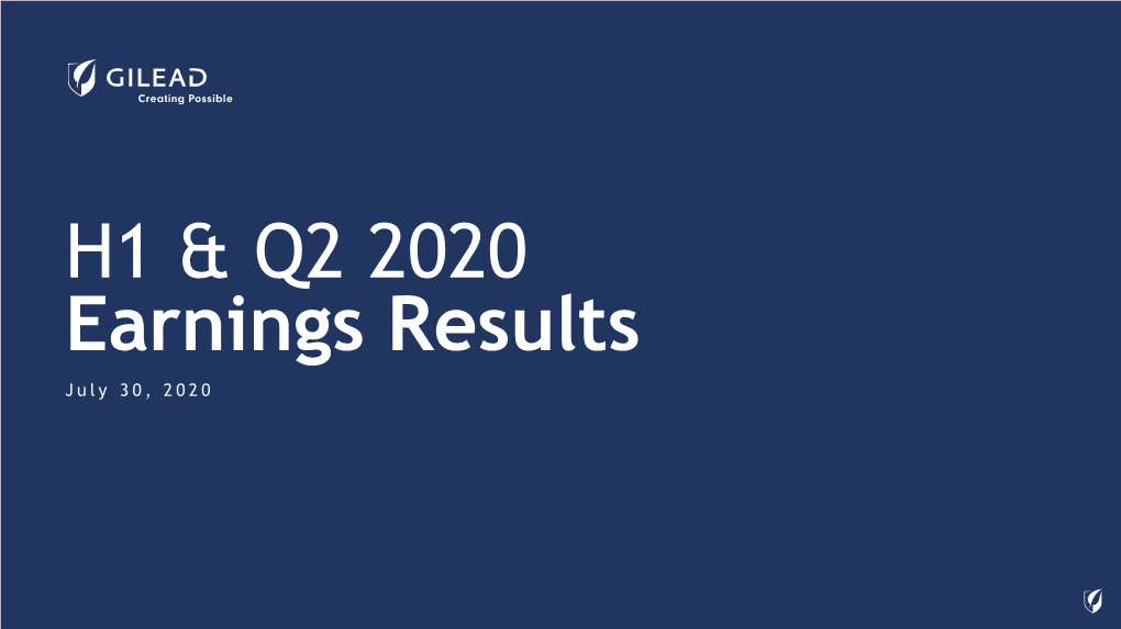 H1 & Q2 2020 Earnings Results