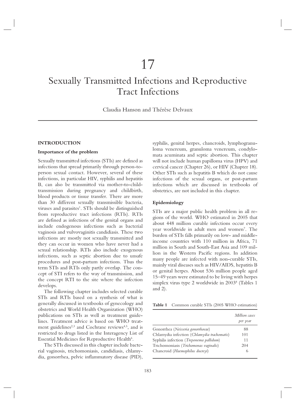 Sexually Transmitted Infections and Reproductive Tract Infections