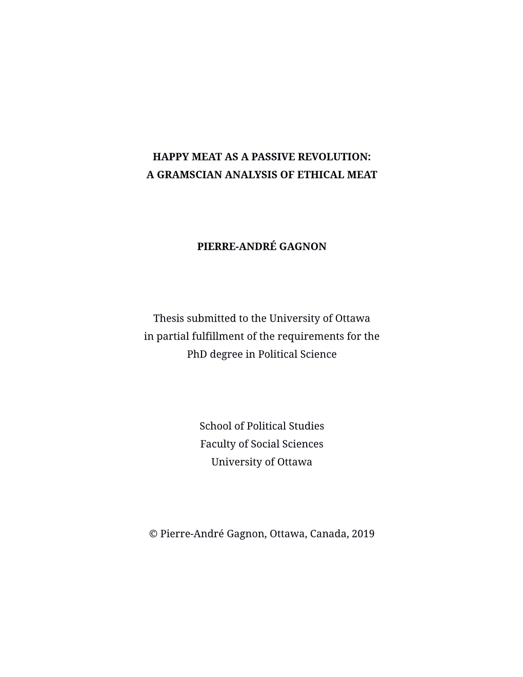 Happy Meat As a Passive Revolution: a Gramscian Analysis of Ethical Meat