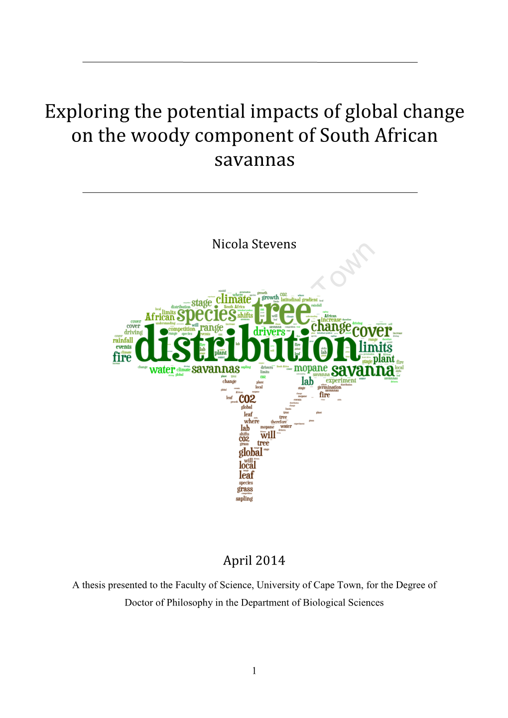 Exploring the Potential Impacts of Global Cahnge on the Woody