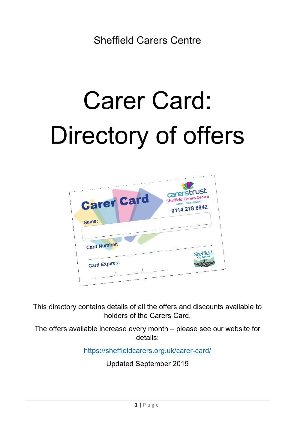 Carer Card: Directory of Offers