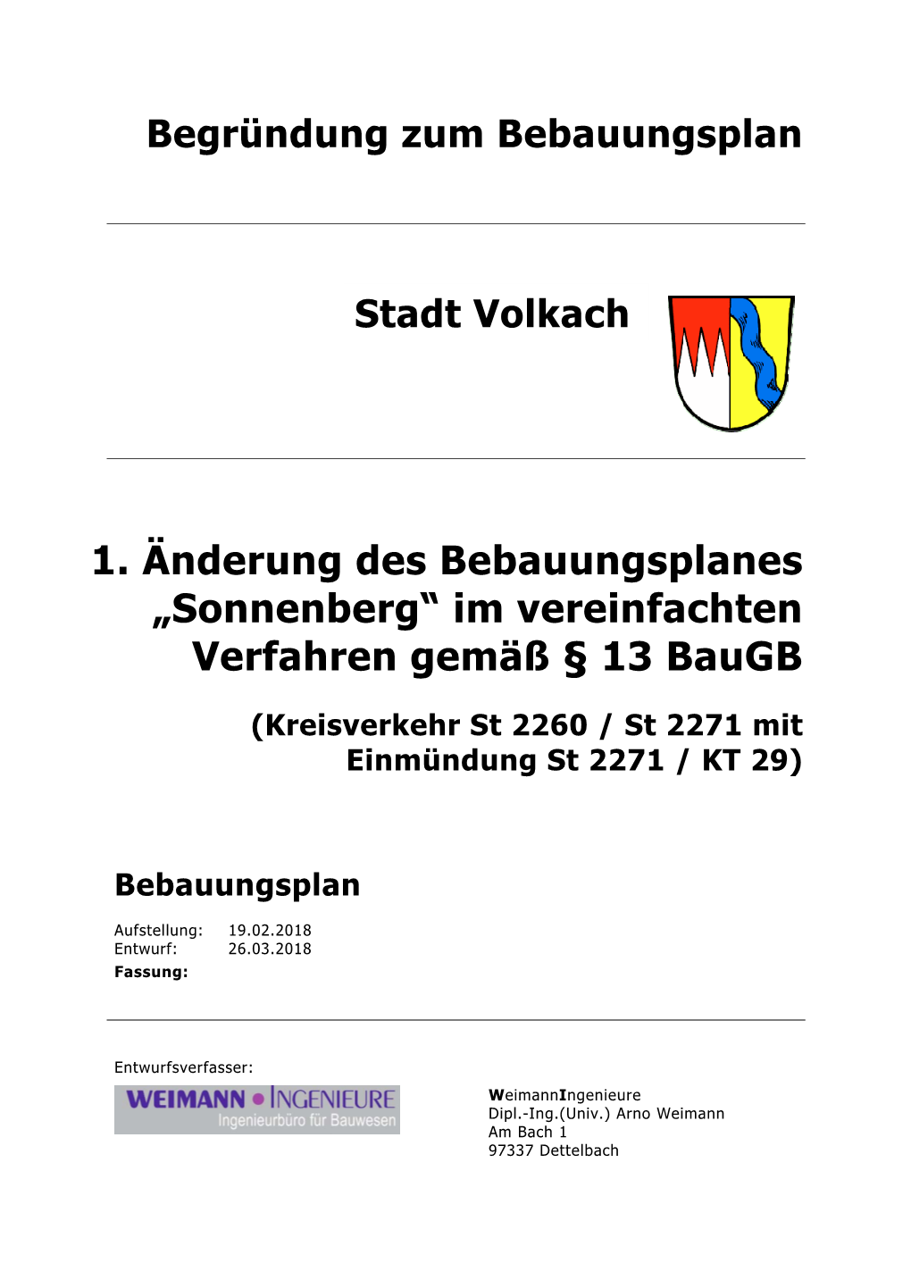 1. Änderung Des Bebauungsplanes „Sonnenberg“ Im Vereinfachten Verfahren Gemäß § 13 Baugb