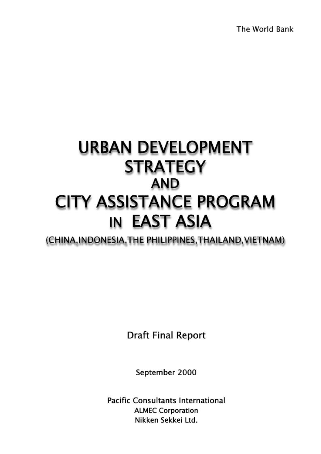 Urban Development Strategy and City Assistance Program in East Asia