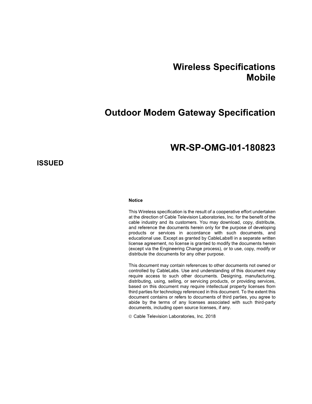 Outdoor Modem Gateway Specification