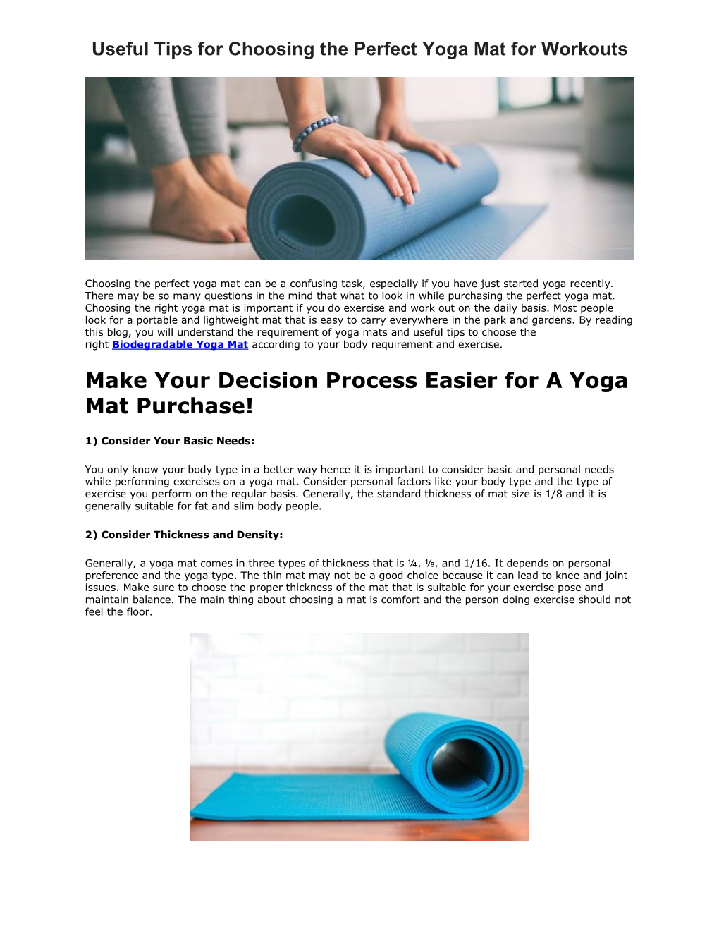 Make Your Decision Process Easier for a Yoga Mat Purchase!