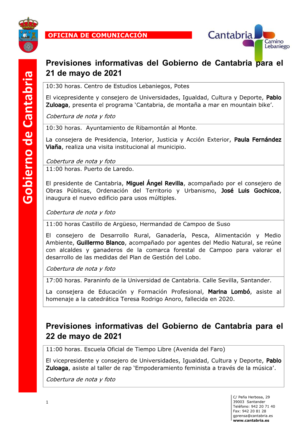 Gobierno De Cantabria Para El