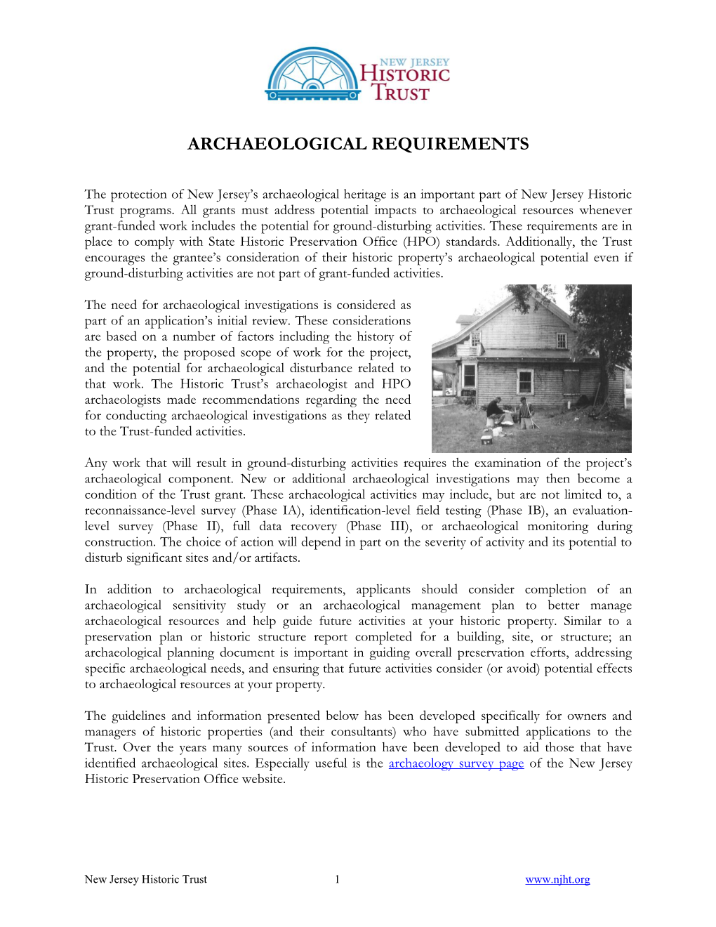 Archaeological Requirements