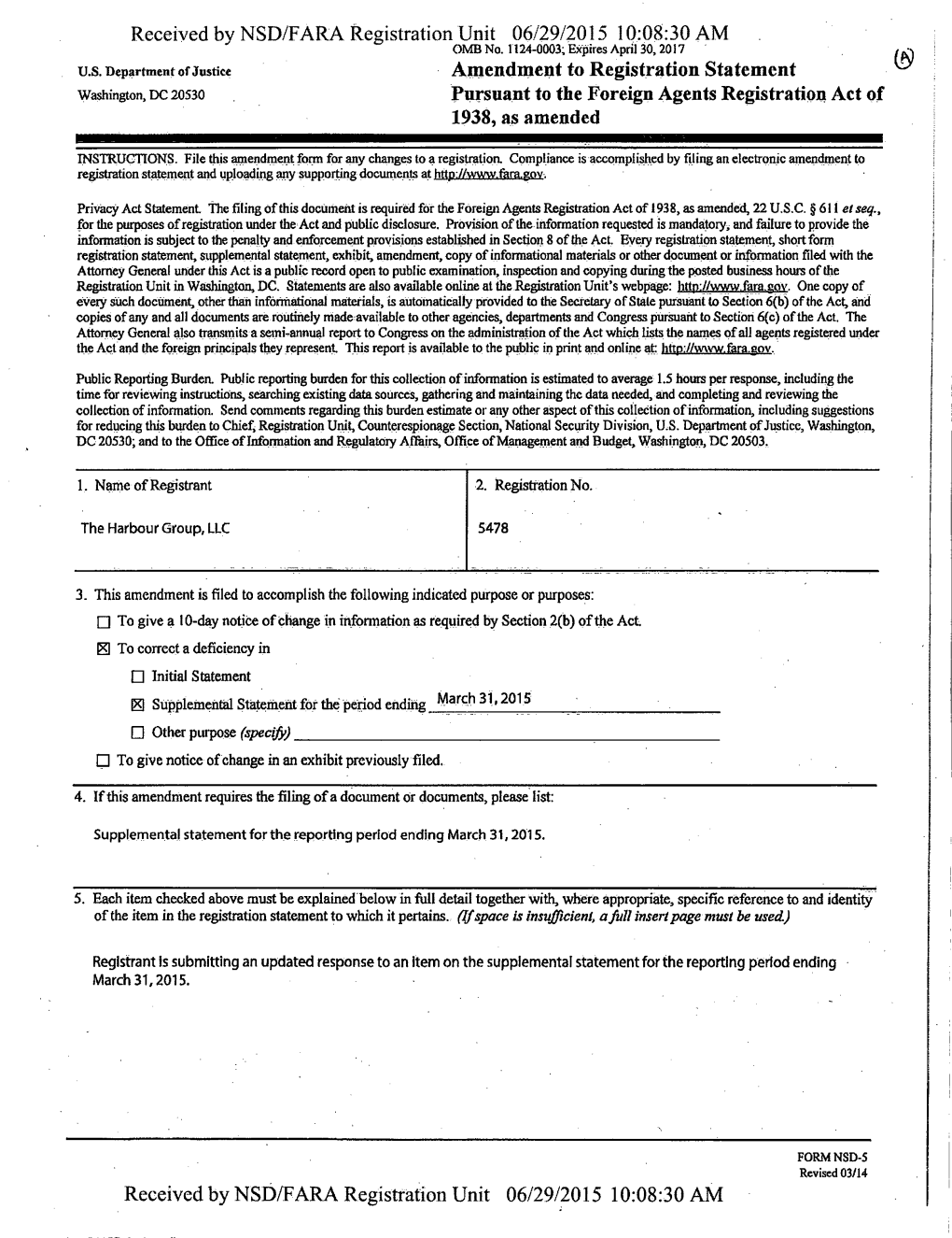 Received by NSD/FARA Registration Unit 06/29/2015 10:08:30 AM U.S