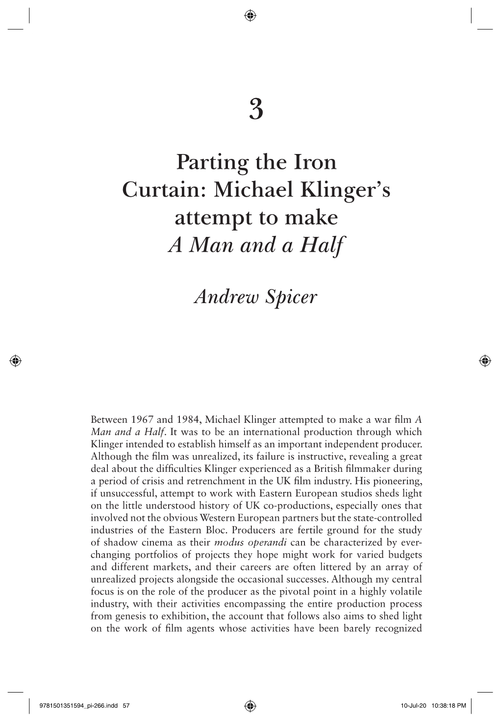 Parting the Iron Curtain: Michael Klinger's Attempt to Make a Man