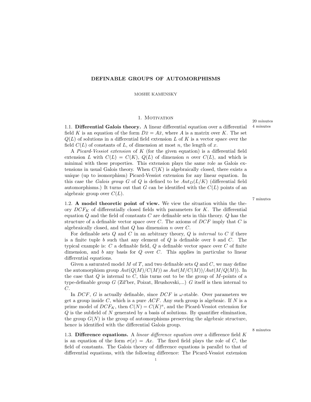 Definable Groups of Automorphisms