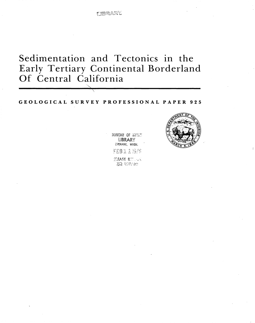 Early Tertiary Continental Borderland of Central California