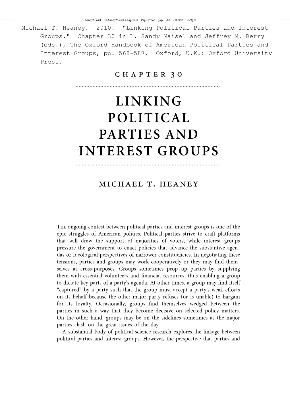 Linking Political Parties and Interest Groups