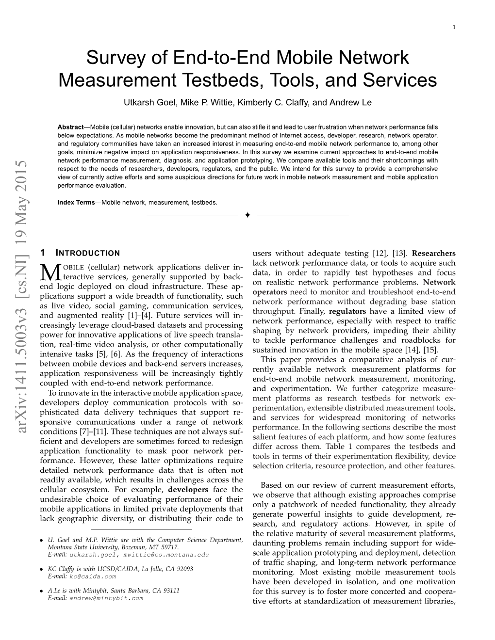 Survey of End-To-End Mobile Network Measurement Testbeds