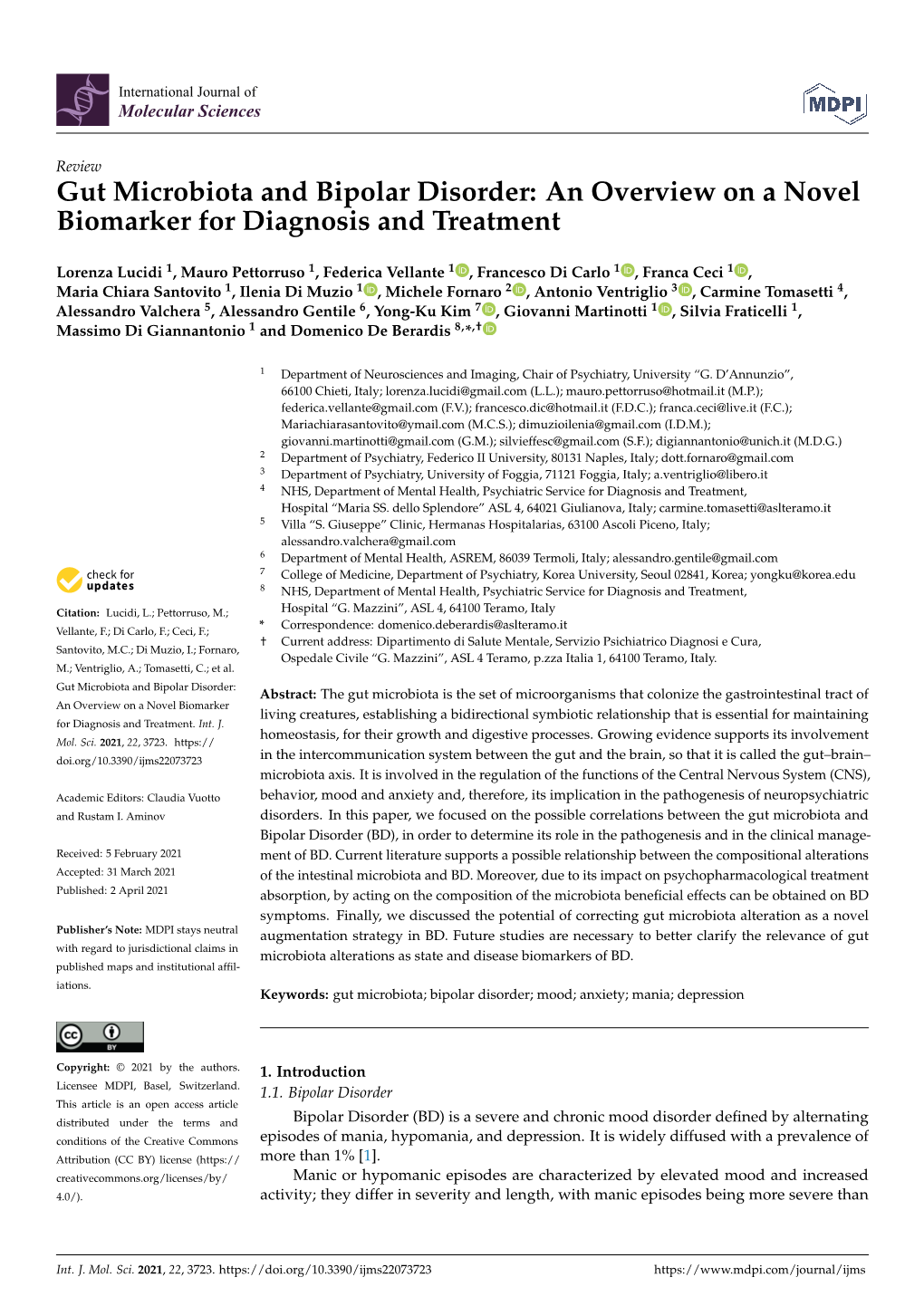 Gut Microbiota and Bipolar Disorder: an Overview on a Novel Biomarker for Diagnosis and Treatment