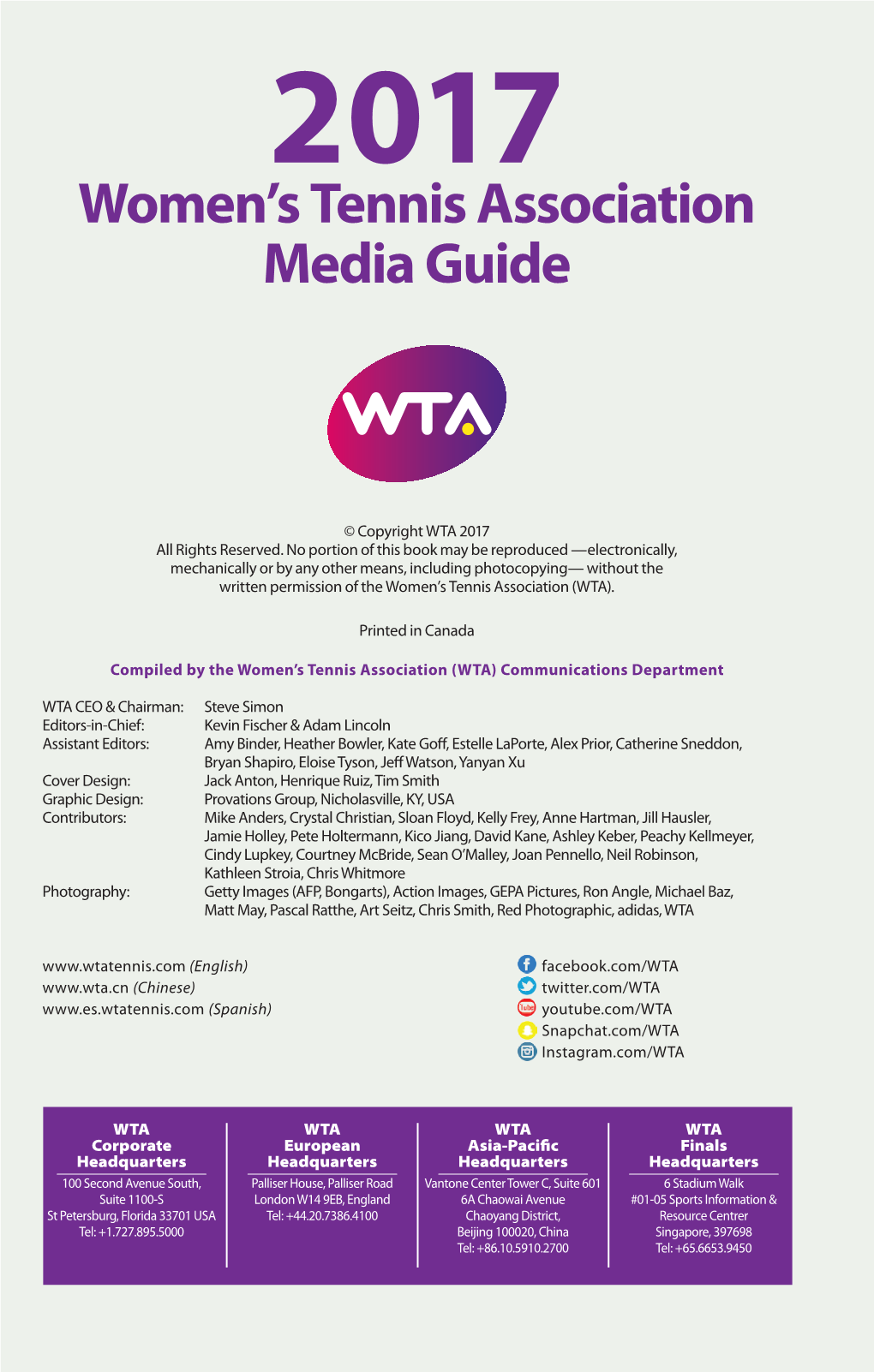 Women's Tennis Association Media Guide