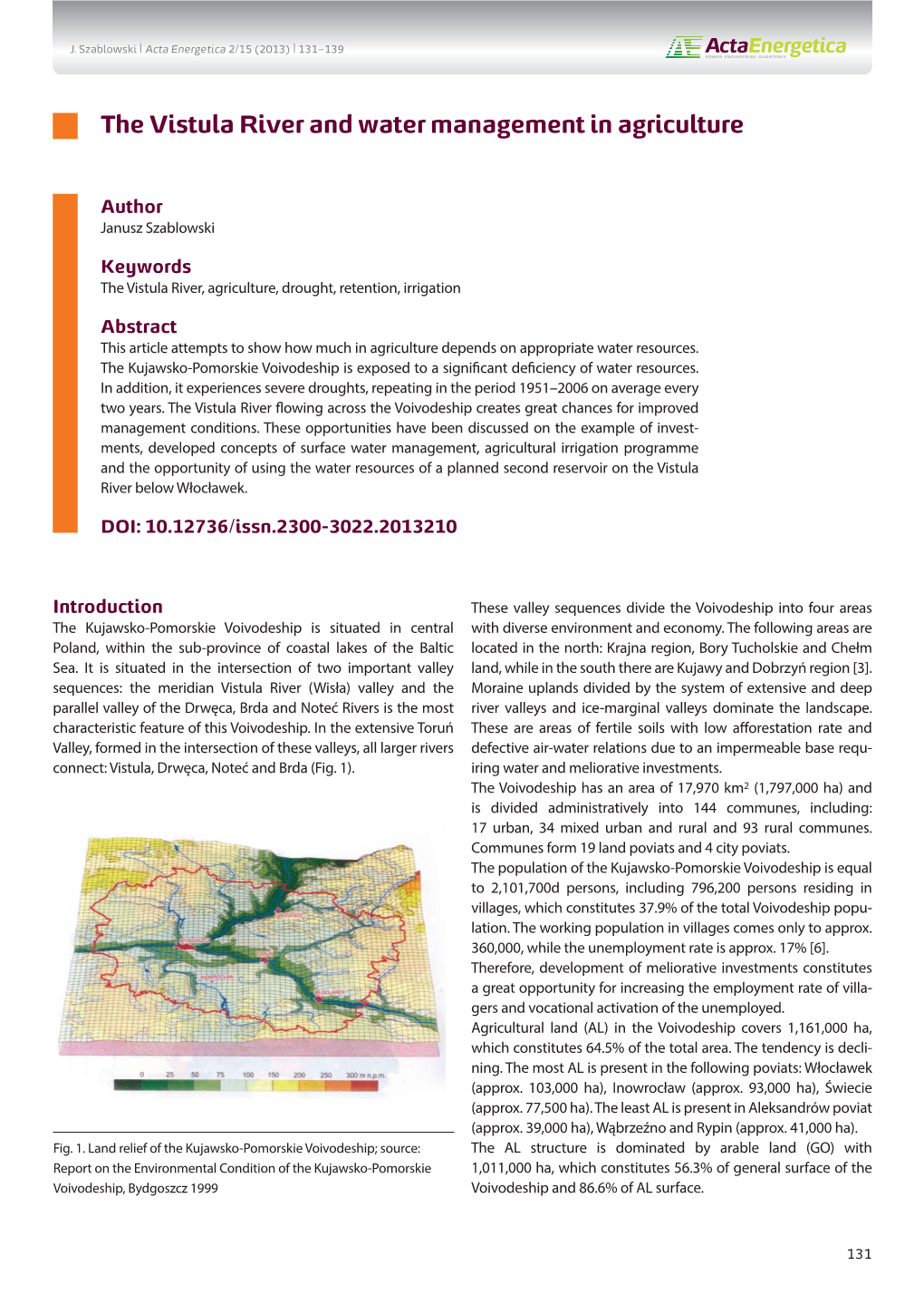 The Vistula River and Water Management in Agriculture