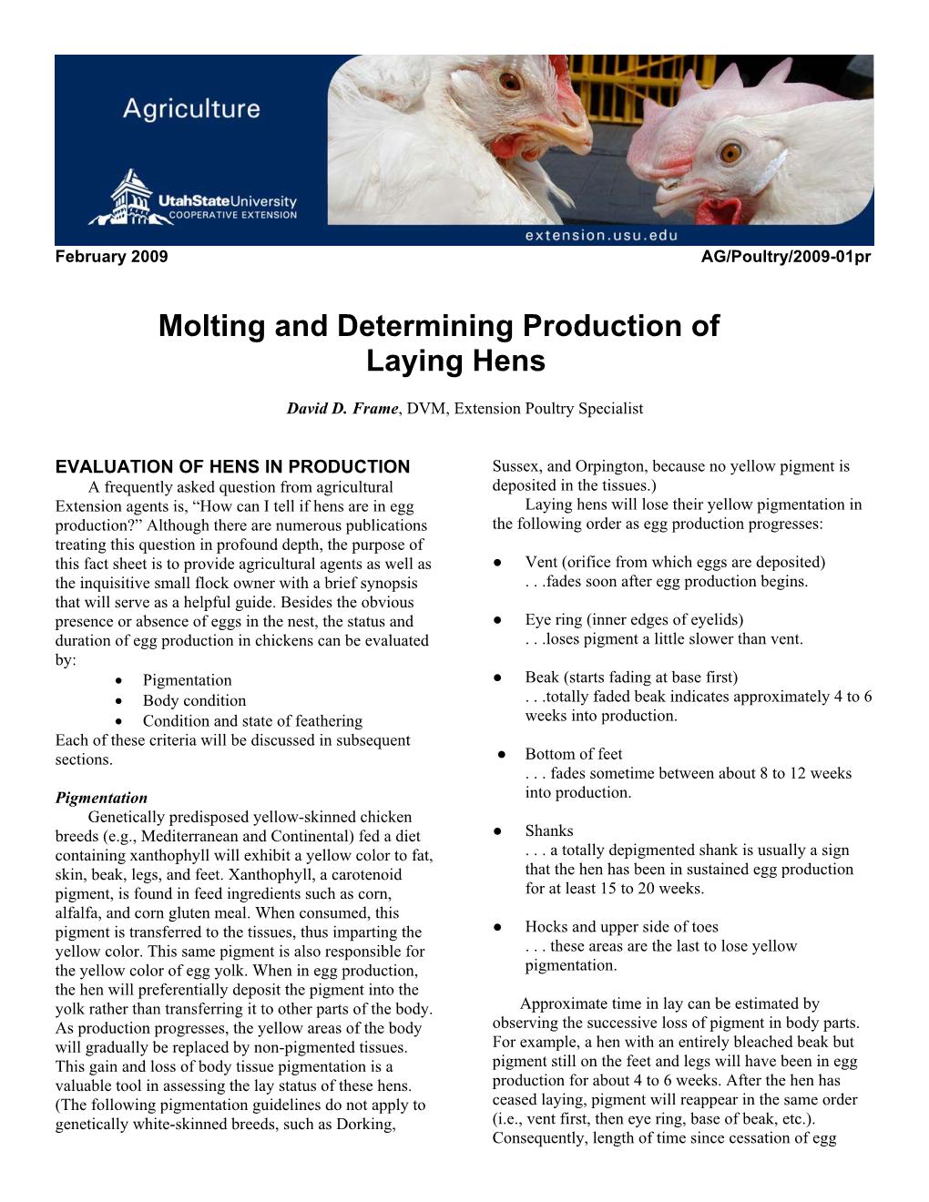 Molting and Determining Production of Laying Hens