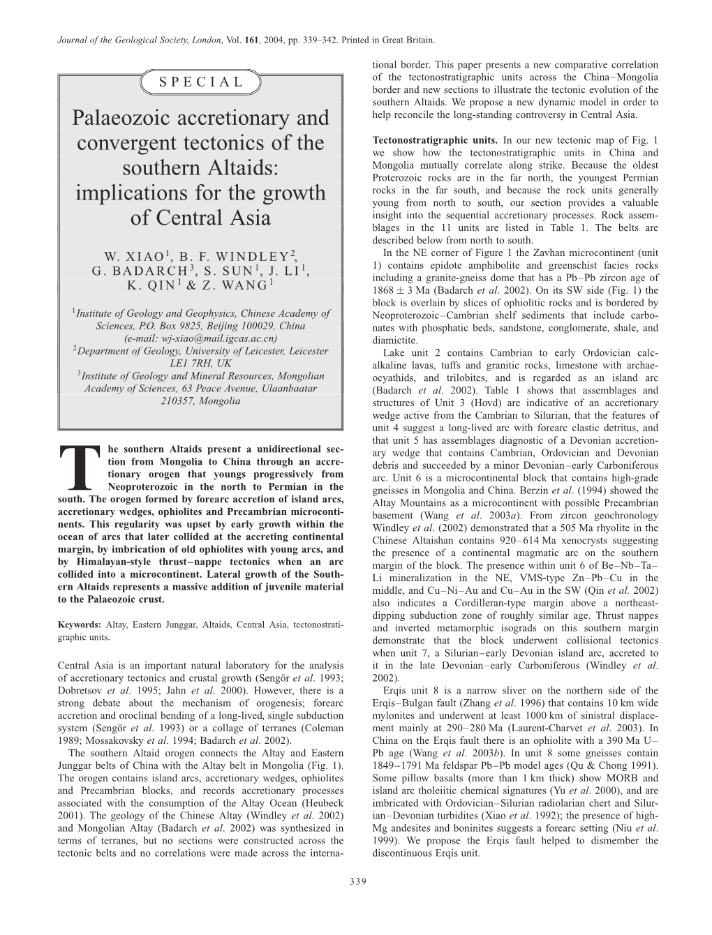 Palaeozoic Accretionary and Convergent Tectonics of The