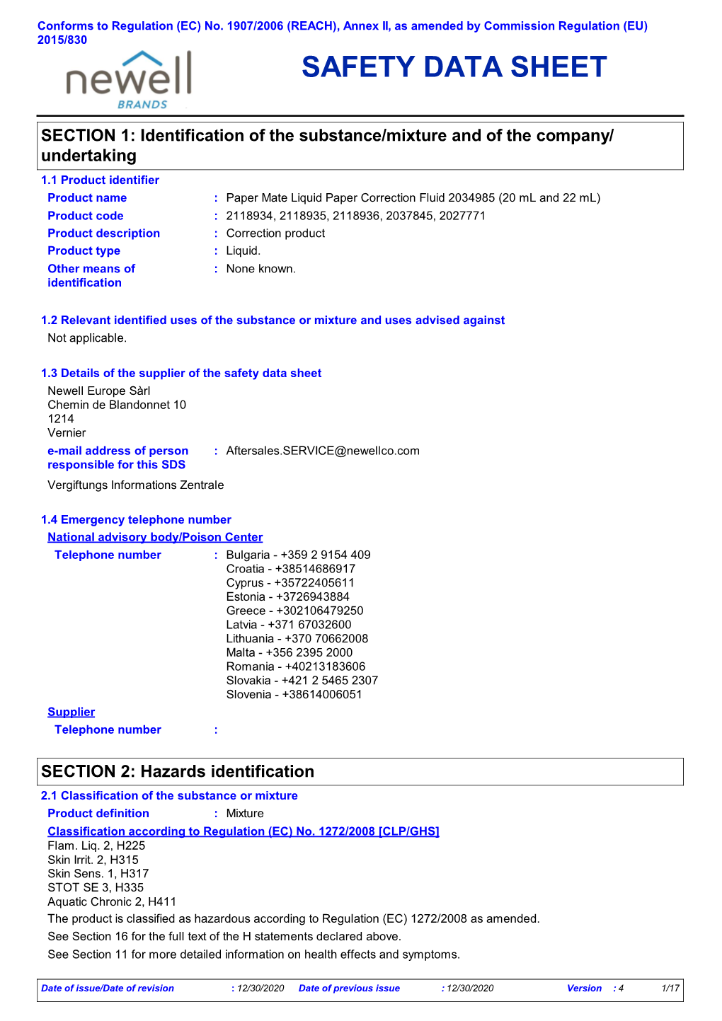 Safety Data Sheet